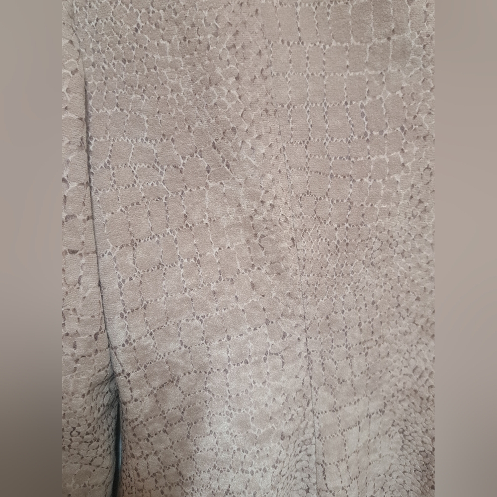 D'Ora New York Womens Size 8 Croc Embossed Faux Suede Long Blazer Jacket Tan - Picture 4 of 11